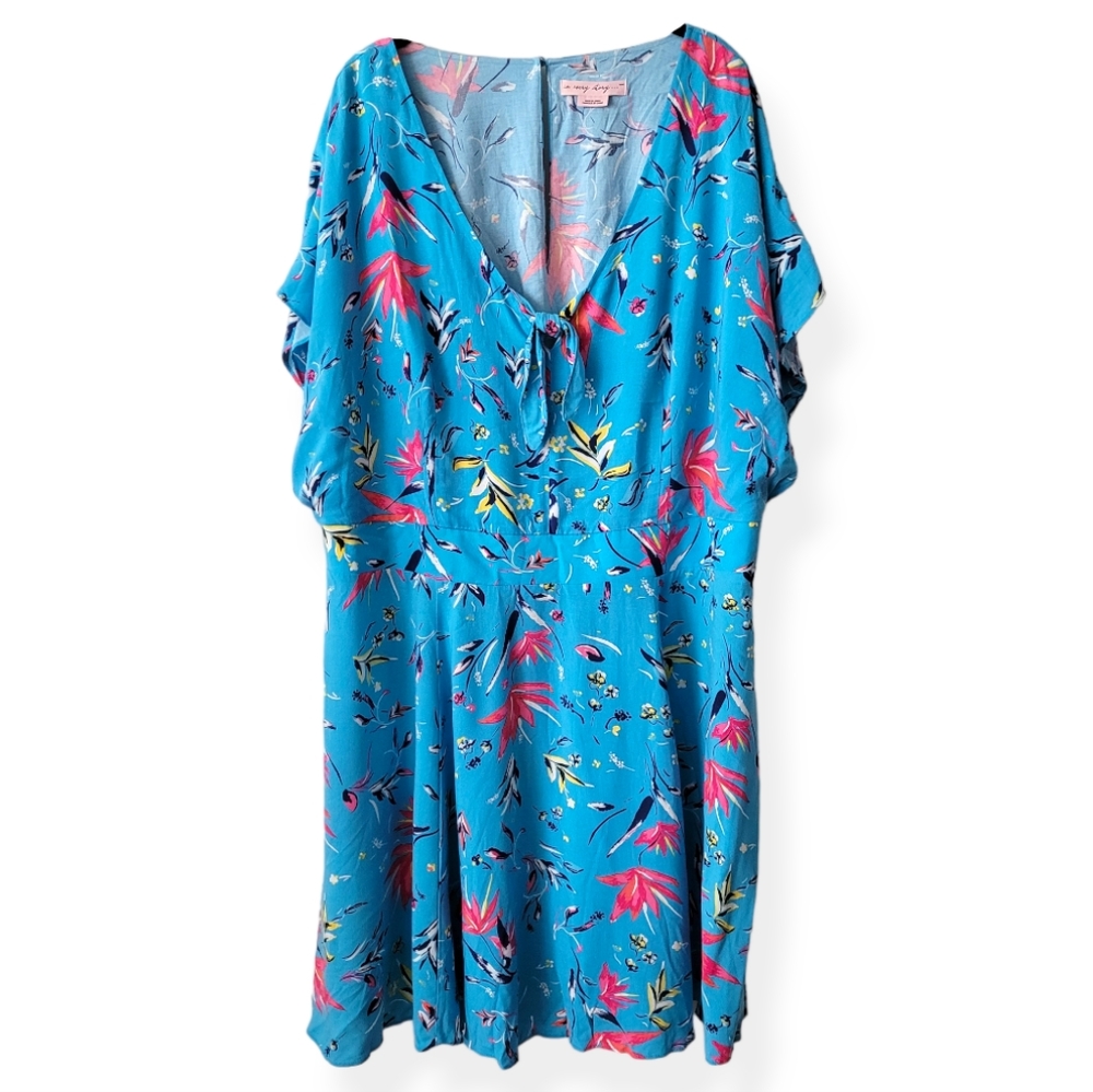 In Every Story Tropical Blue Floral Midi Dress size 2X